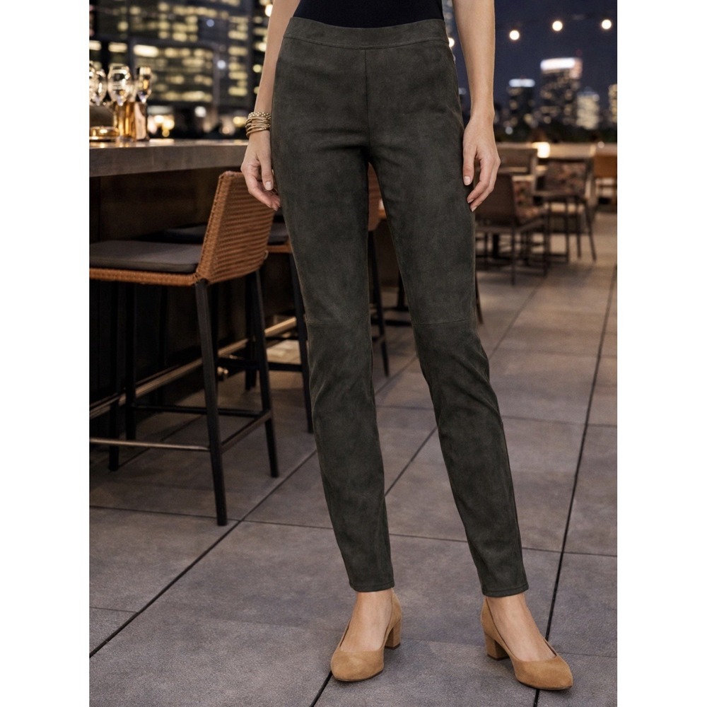 Talbots Goat Suede Leather Pants‎ Sz 4P Slim Ankle Tapered Leg Cigarette Classic